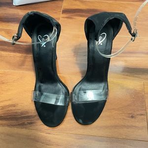 Fashion Nova Clear & Black Heels